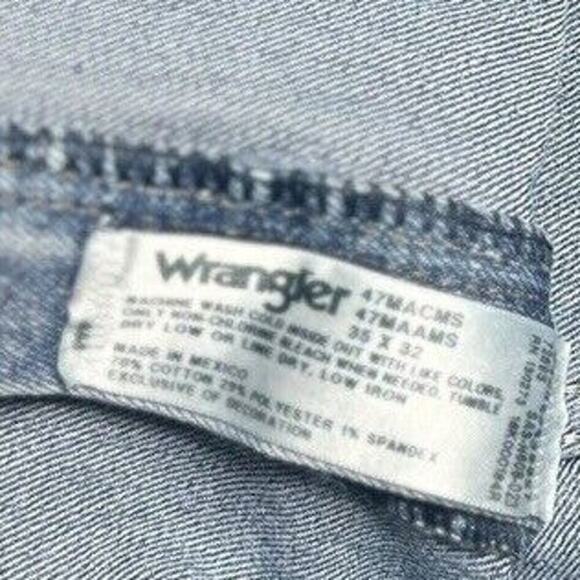 Wrangler Jean Shorts 35x5 High Rise Rigid Cowboy Cut Slim Fit Denim Cut Offs - Picture 6 of 7